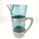 Hadeland Glass pitcher by Willy Johansson, pewter holder, vintage