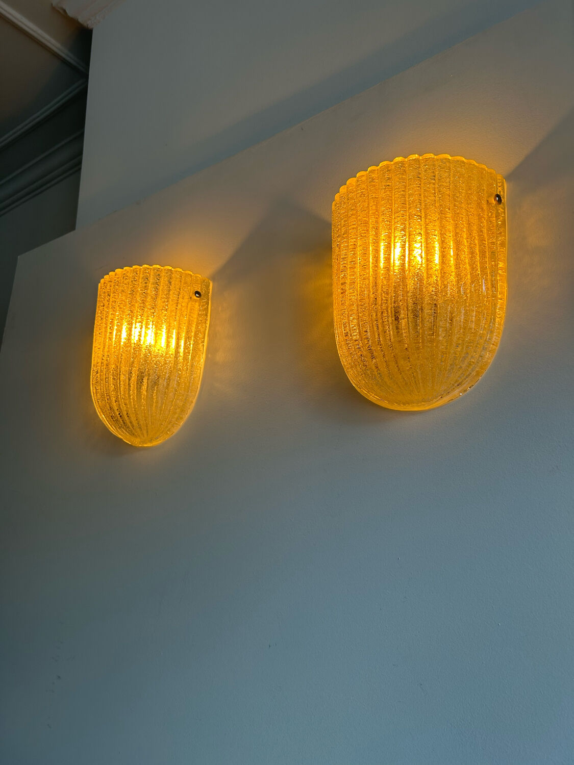 Pair of vintage murano wall lamps, zonca italy 1970