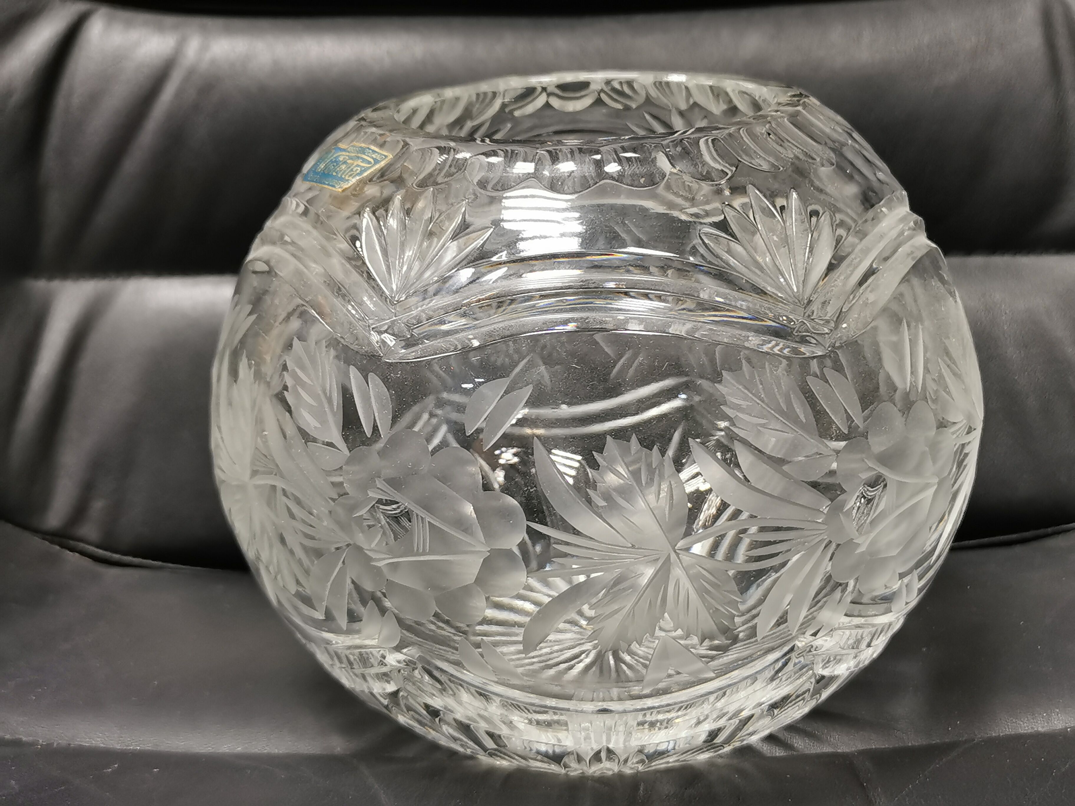 Vintage Ball Vase in Cut Crystal Violetta , Poland