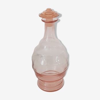 Carafe ancienne verre rosé art déco