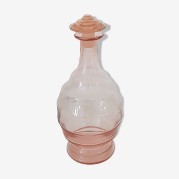 Old decanter pink glass - Art Deco