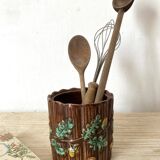 Antique slip pot with acorn decoration