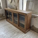 Enfilade meuble de métier chêne portes vitrées