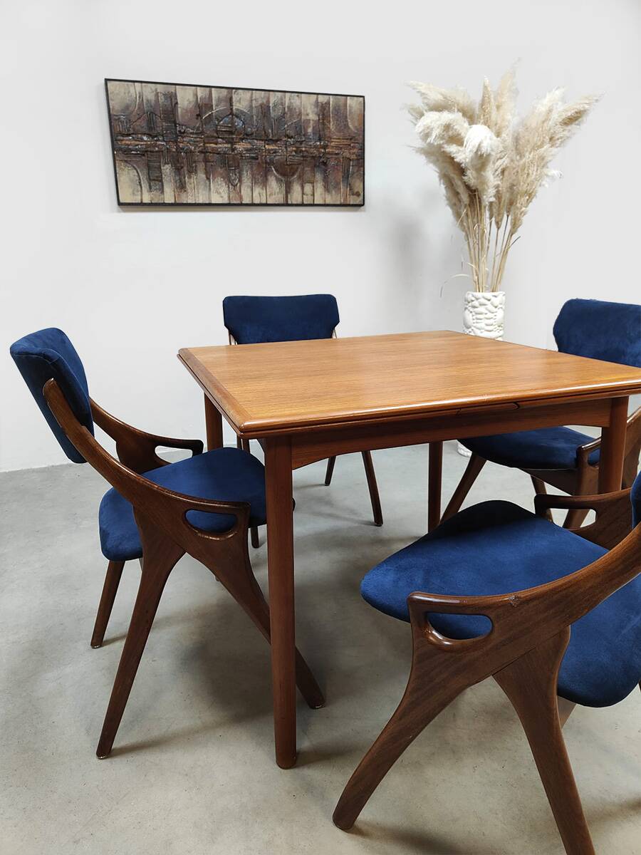 Vintage Danish Square Extendable Teak Dining Table