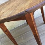 Round table at 2 vintage wood rabats