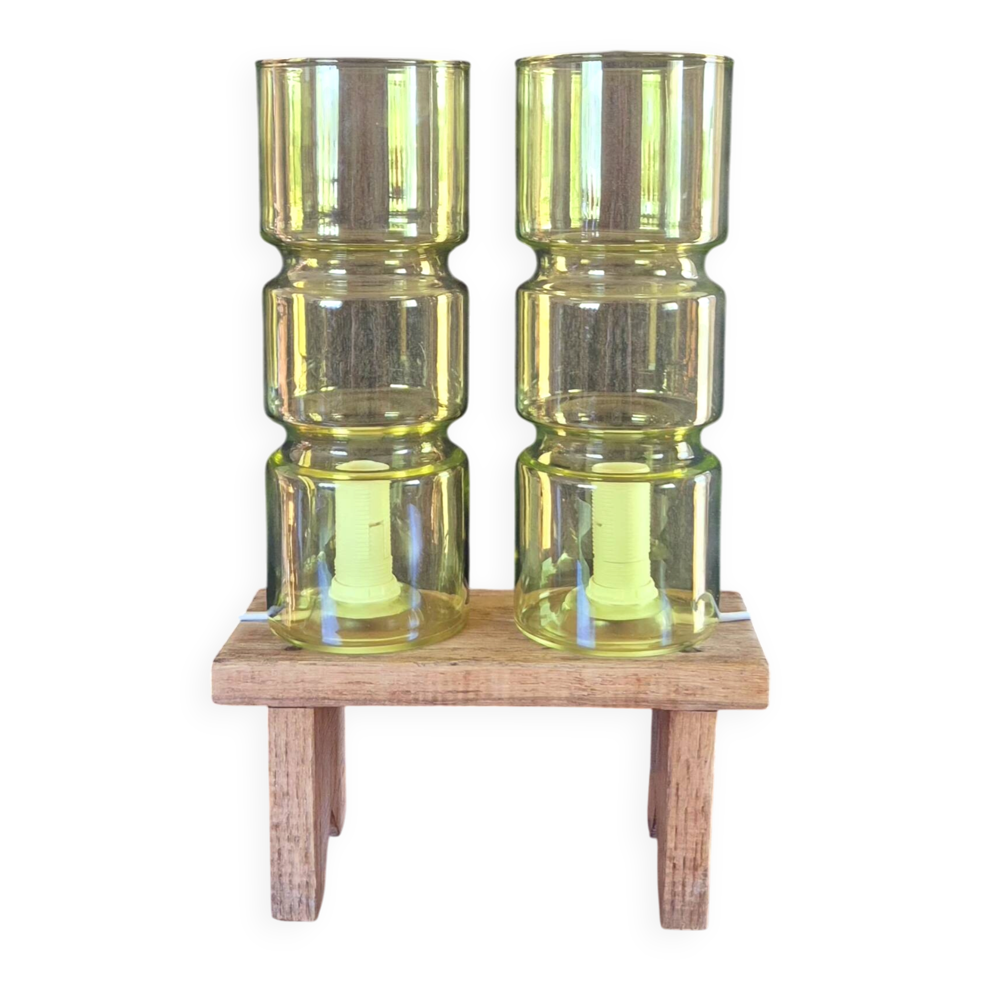 2 Fitz model lamps in yellow glass, Habitat edition.