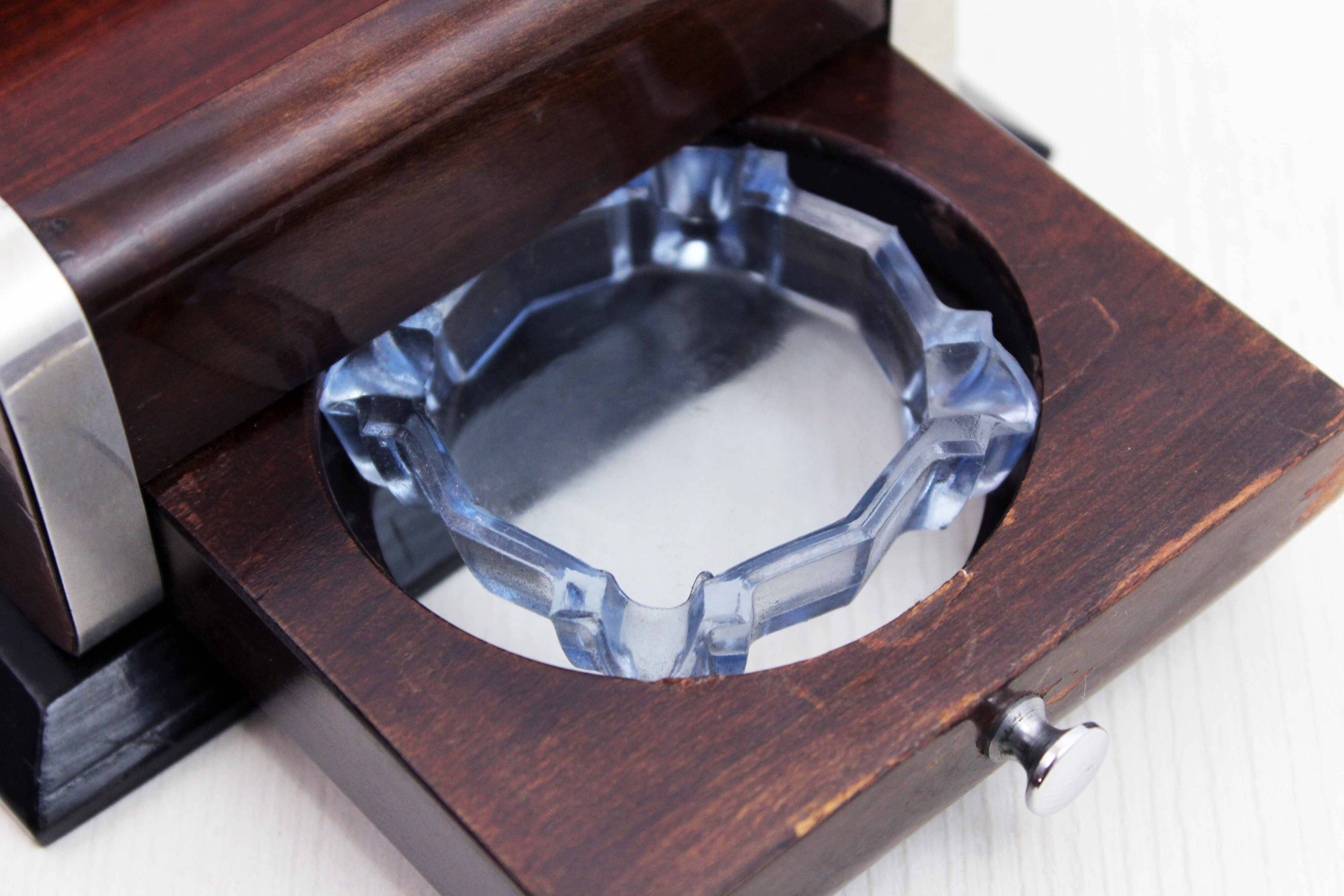Art Deco cigar humidor and ashtray with drawer
