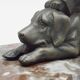 French Art Deco Table Lamp Vintage Dog & Child Figure Opaline Glass Shade