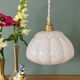Vintage glass pendant light from Clichy in white.