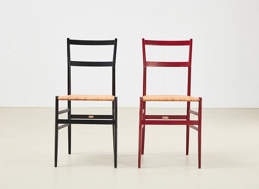 Gio Ponti Pair of Superleggera Chairs for Cassina Italy 1957
