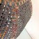 Orange ceramic lamp and brown canned lampshade by Pan Keramik / 60s-70s