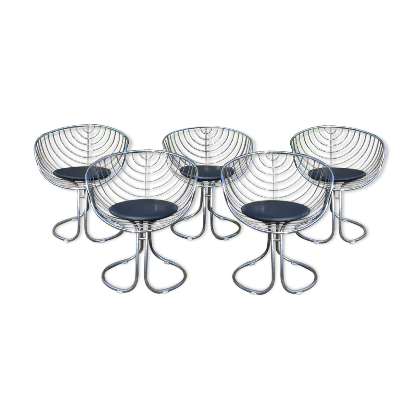 Vintage Pan Am Chrome Chairs by Gastone Rinaldi for Rima, Set of 5