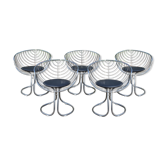 Vintage Pan Am Chrome Chairs by Gastone Rinaldi for Rima, Set of 5
