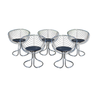 Vintage Pan Am Chrome Chairs by Gastone Rinaldi for Rima, Set of 5