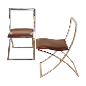 Pair of chairs "Luisa" by Marcello Cuneo for Mobel Italia 70's