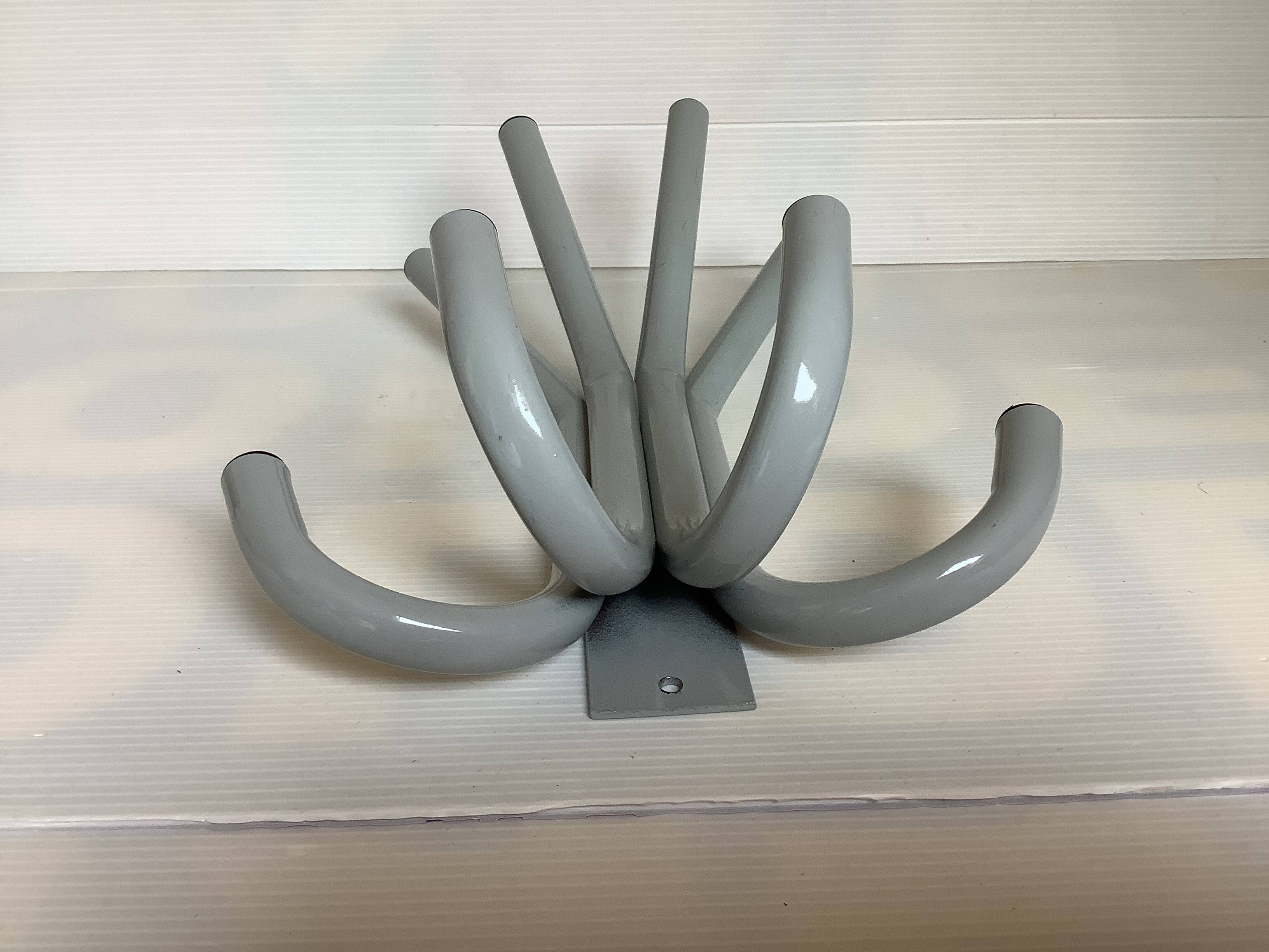 Industrial coat rack with eight hooks