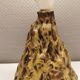 Ceramic table lamp, in greenish/brownish glaze, almost in the shape of a volcano.