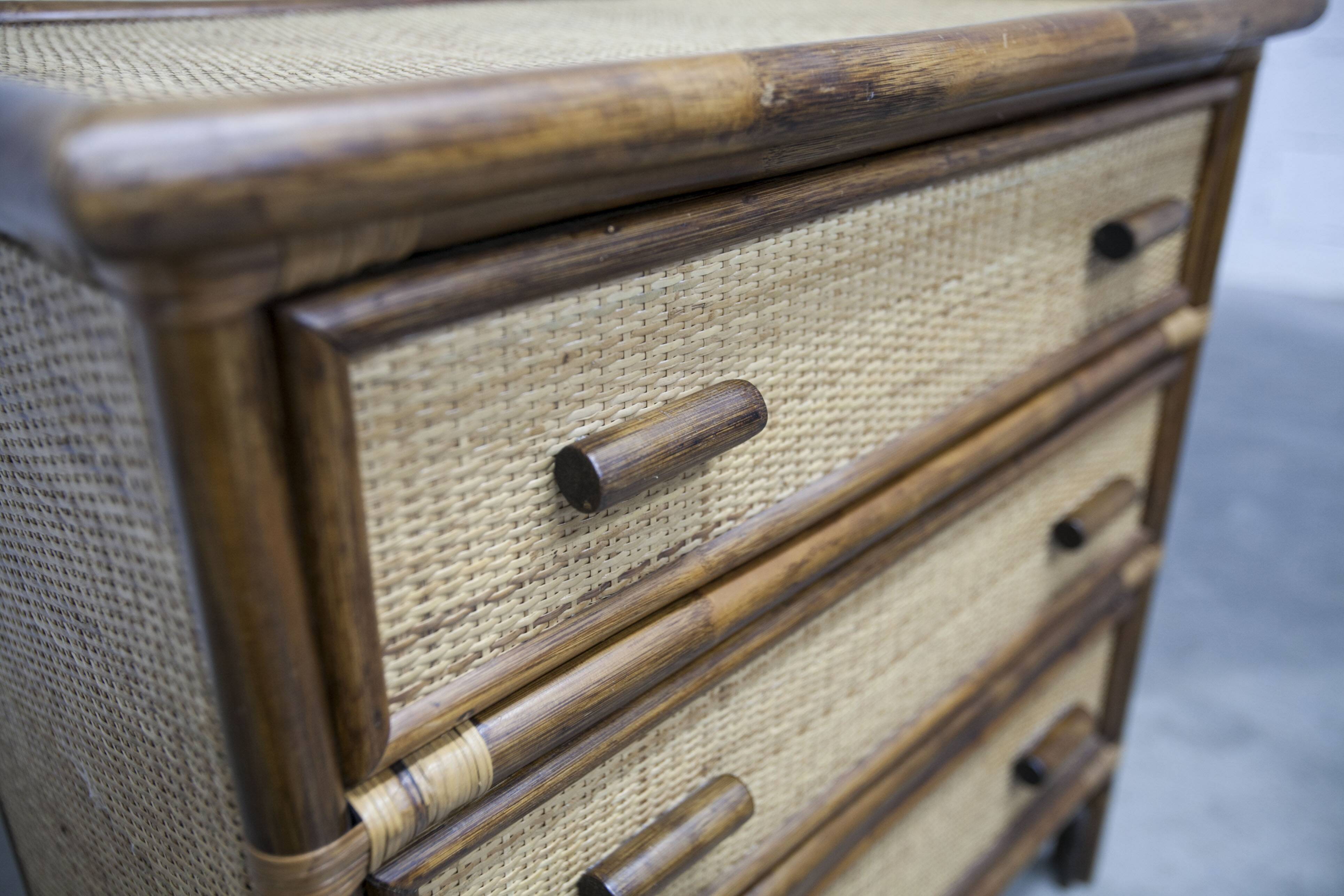 Rattan chest of drawers with 3 drawers
