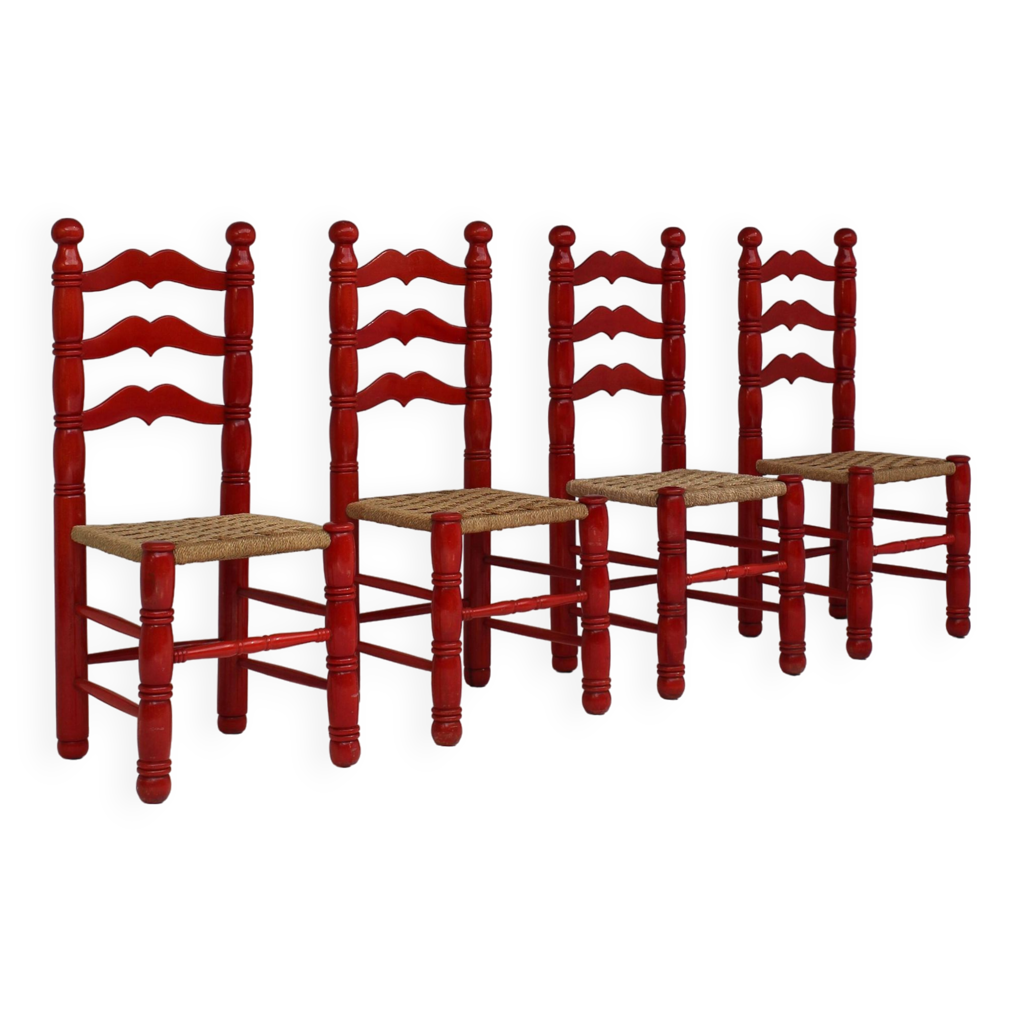 Set red Italian Rush Chairs