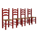 Set red Italian Rush Chairs