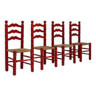 Set red Italian Rush Chairs