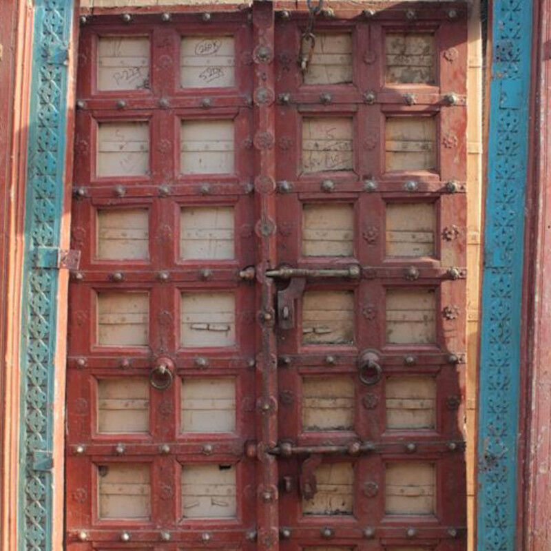 Old Indian door in old teak, piece and patina of origin