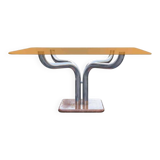Guido faleschini dining table chrome marble glass funnel 1970 italy