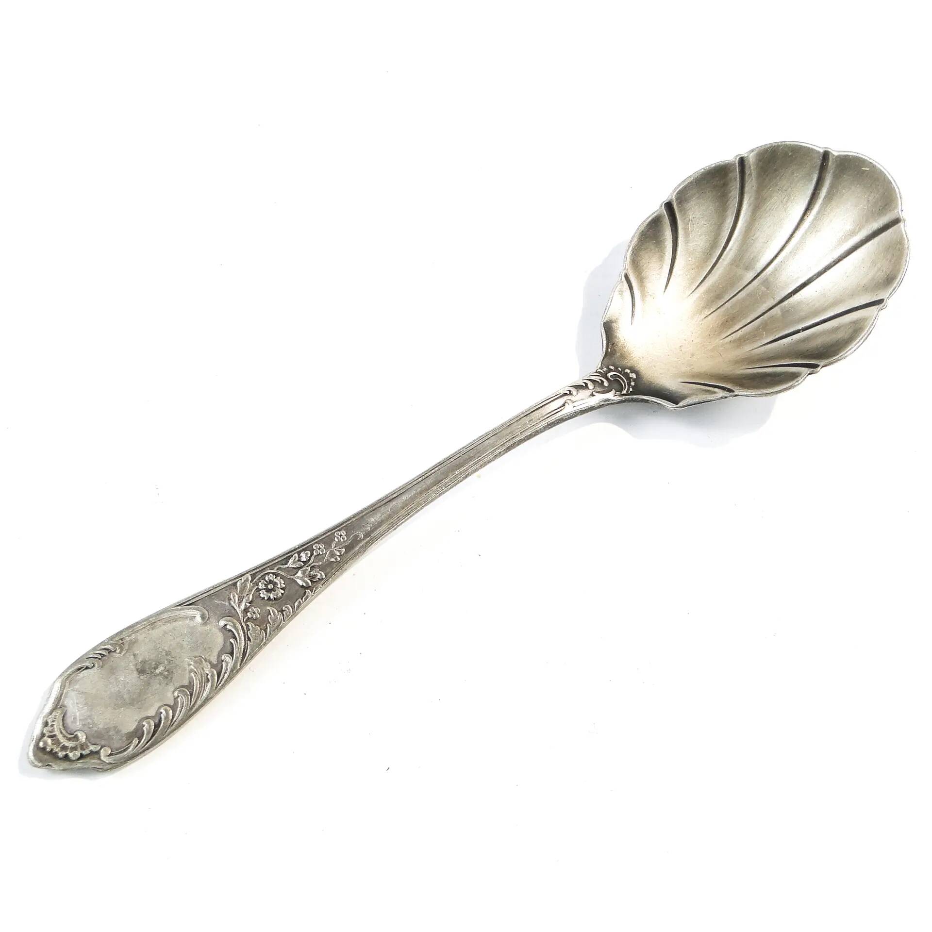 Art Deco sugar spoon, silver-plated brass, Poland, 1930s