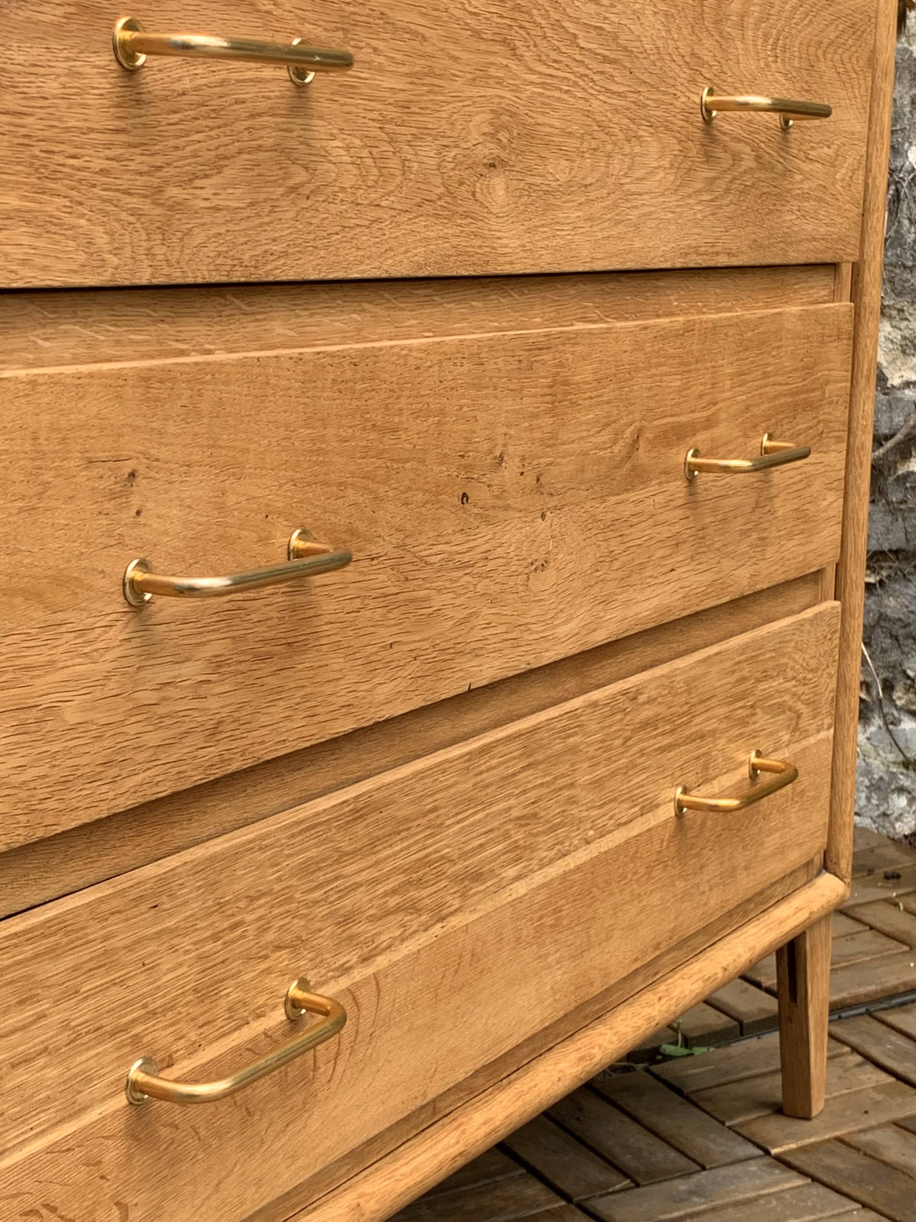 Commode pieds compas et chêne brut massif  1960