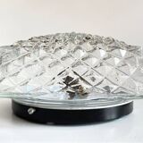 Wall lamp glass and steel ceiling light 1950s