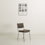 Office chair in chromed steel and grey fabric