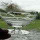 Set of 10 Art Deco crystal champagne glasses from Czechoslovakia