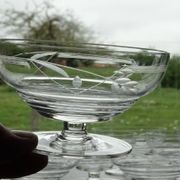 Set of 10 Art Deco crystal champagne glasses from Czechoslovakia