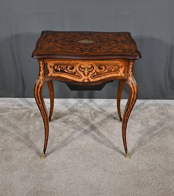 Travailleuse en Bois de Rose et Palissandre, style Louis XV, époque Napoléon