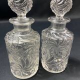 Pair of early 20th century SAINT LOUIS crystal perfume bottles, Fleurs de viole model