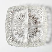 Mid-century Divided Serving Plate / Clear Appetizer Tray / Italy / 1970s