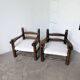 Pair of Dudouyt armchairs from the 1950s, oak.