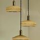 Vintage triple globe pendant light in gold granite glass