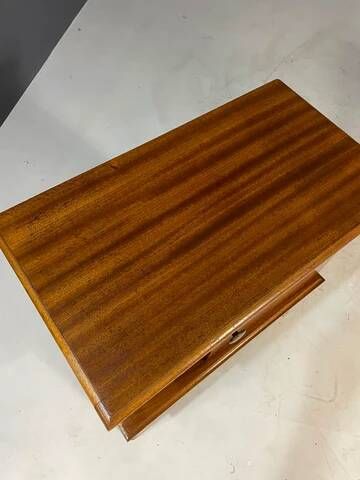 Pair of vintage mid-century modern wooden bedside tables / nightstands