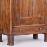 XIXth Century Biedermeier Solid Oak Wardrobe Cabinet, Restored, Czechia, 1830s