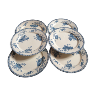 Set of 6 flat plates royalat sarreguemines