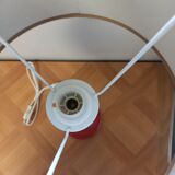 Red patinated wooden lamp