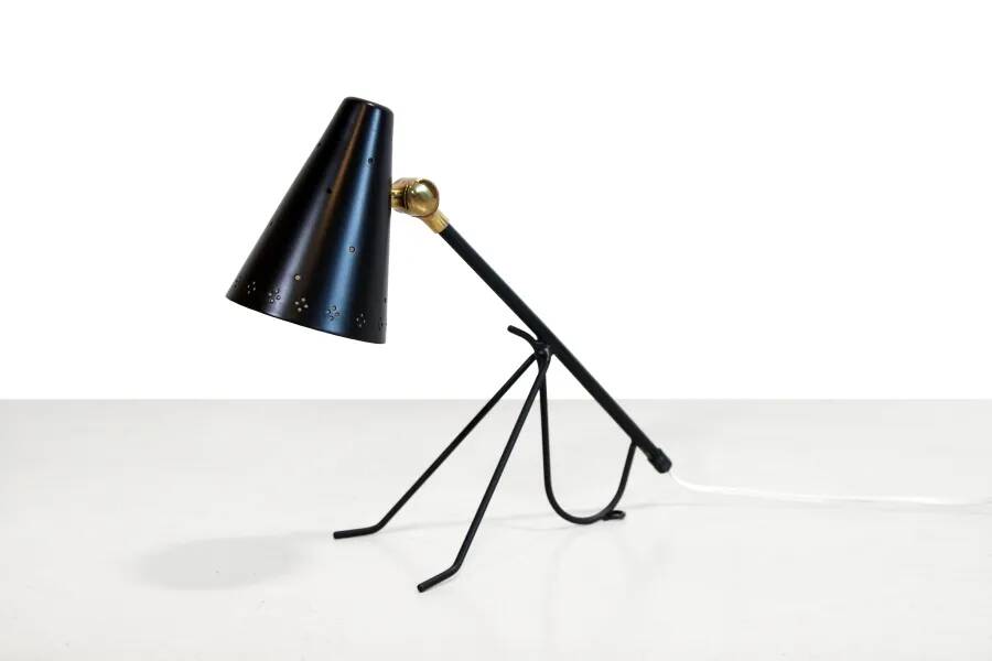 Black tripod table lamp by Falkenbergs Belysning, Sweden 1950s