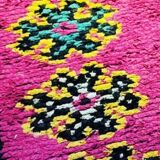 Moroccan Boucherouite fushia rug in recycled cotton 150x275cm