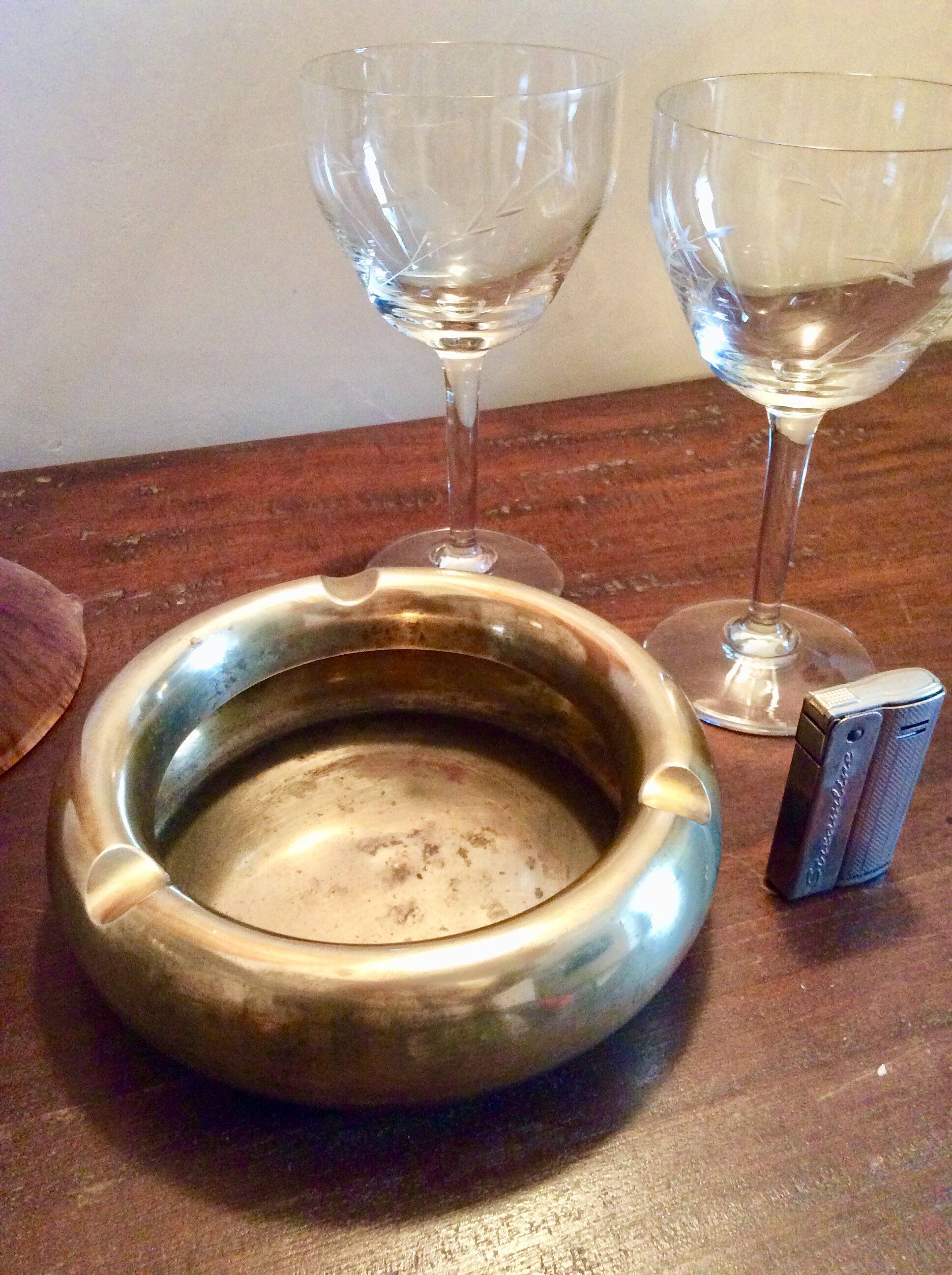 Vintage brass round ashtray