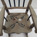 Fauteuil à bascule pour poupées en bois décoré couleur gris / bleu