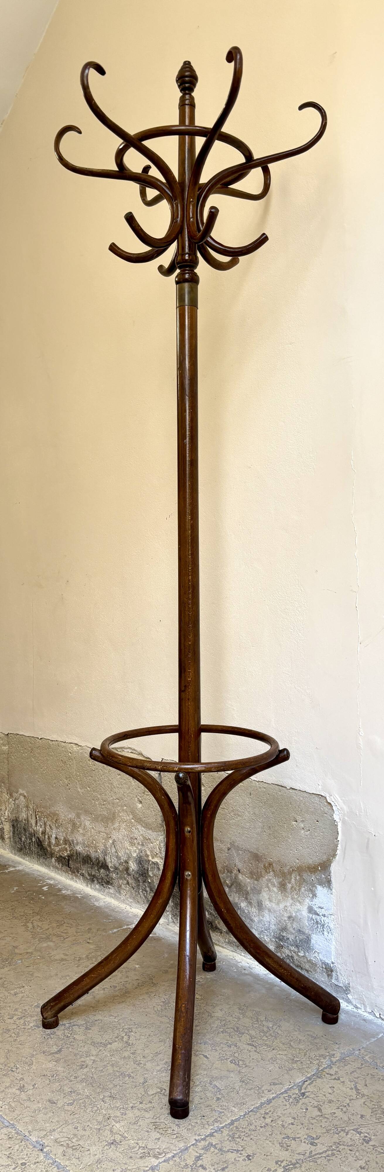 Parrot coat rack with 6 hooks in dark bent beech