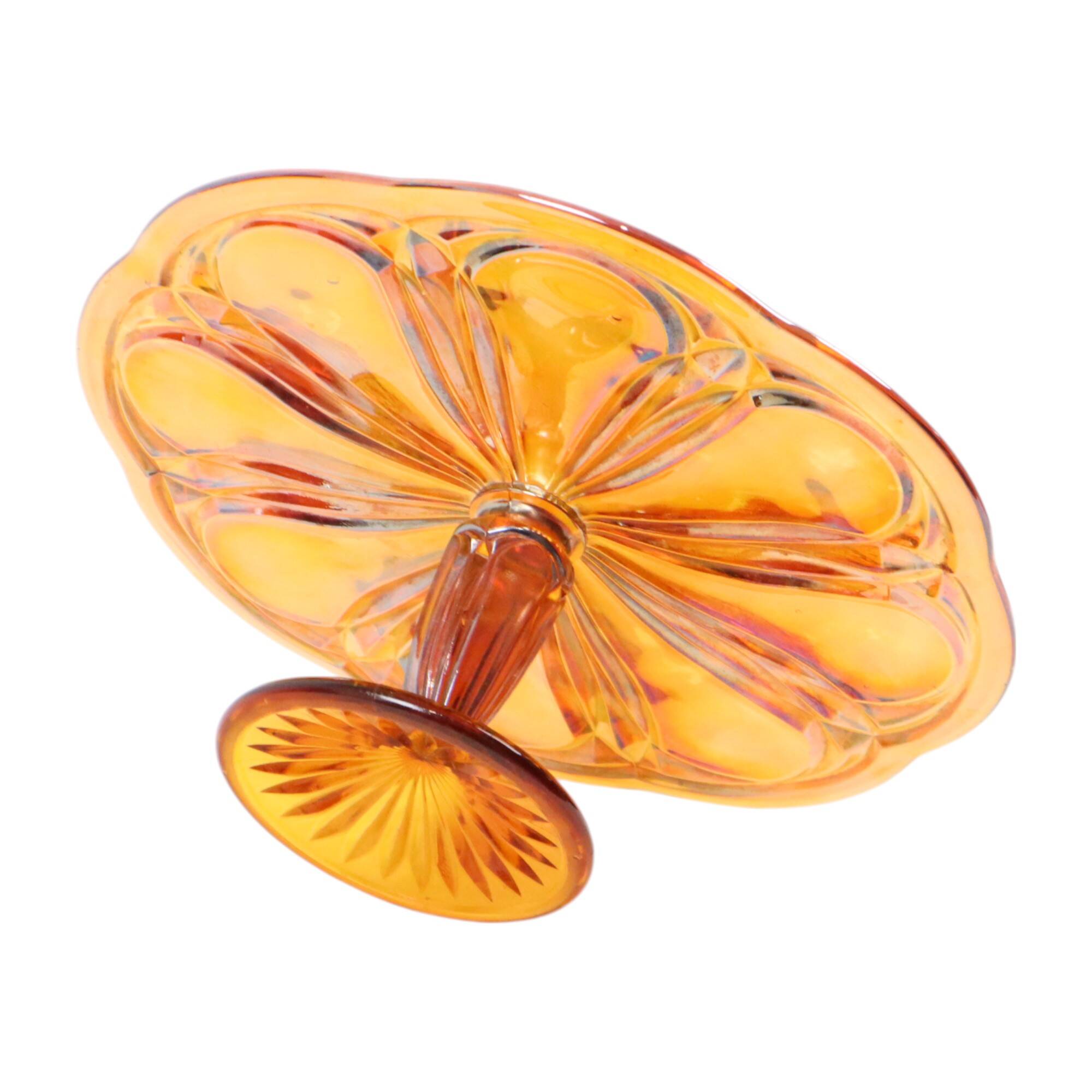 Art Deco Orange Cake Dish Mother of Pearl Pastry Dish Depression Glass