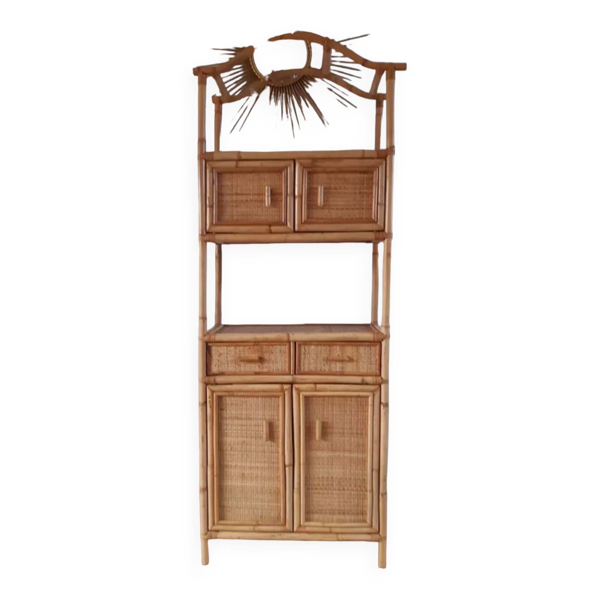 Rattan stand shelf and canning 50s