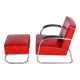 Set of Bauhaus Armchair with Foot Stool attributed to Mucke Melder, 1930s